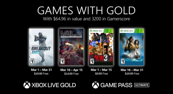Xbox Live Gold Mart Ayı Ücretsiz Oyunlar